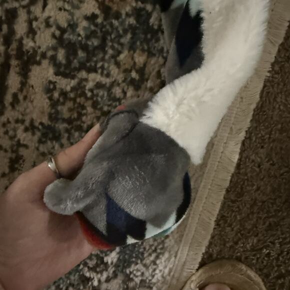 Wolf Hat Cap Strap Back Gray White Plush Faux Fur Animal Ears Winter Mens Womens - Picture 3 of 8